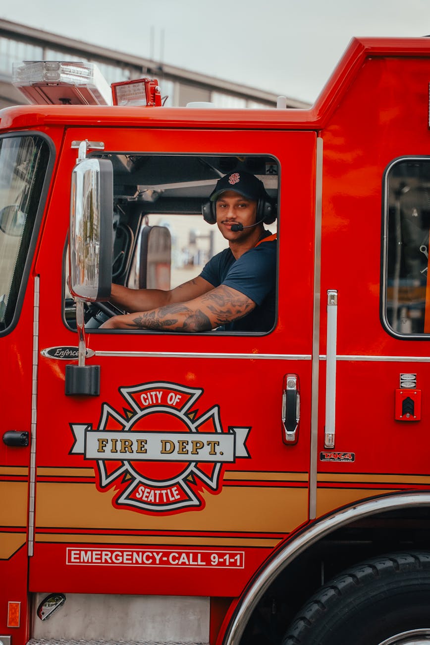 seattle firefighter driving fire truck